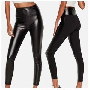 VS Sport Women's Black High-Waisted Faux Leather Leggings